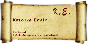 Katonka Ervin névjegykártya